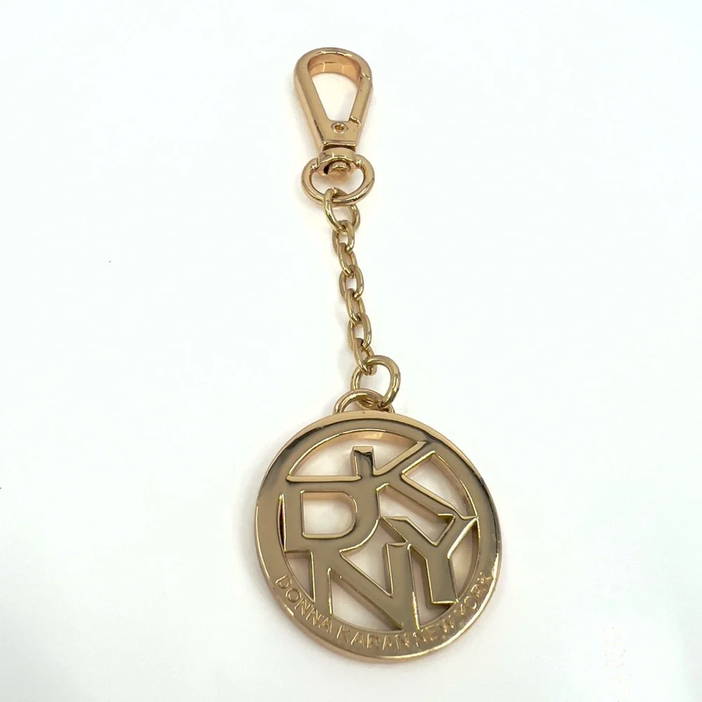 DKNY Donna Karan Gold Plated Logo Keychain Tag